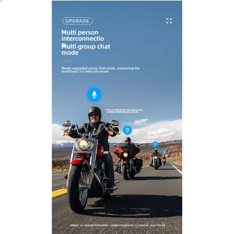Bluetooth 6.0 Helmet Headphone, Dual Person Intercom Group Talk Noise Reduction for Motorcycle