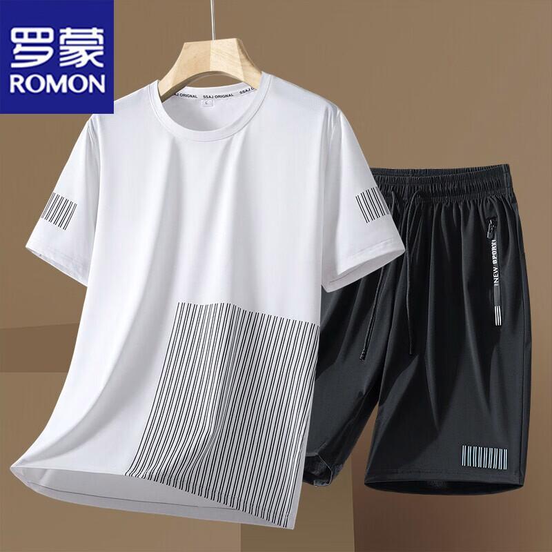 

ROMON Men s Ice-Feel Breathable Summer Two-Piece Set 3XL