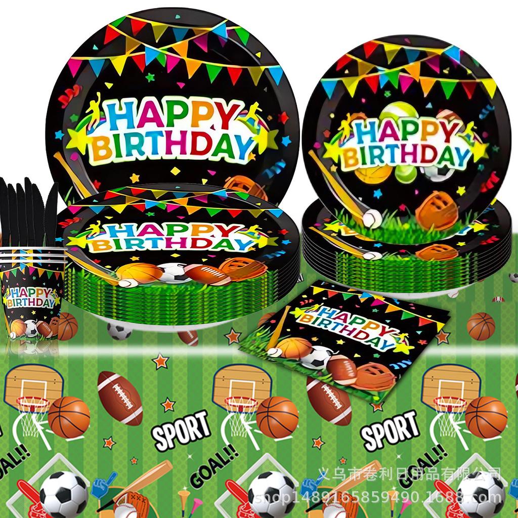 Super Bowl Combo Ball Party Supplies Birthday Decoration Arrangement Football Banner Pendant Flag Paper Plate