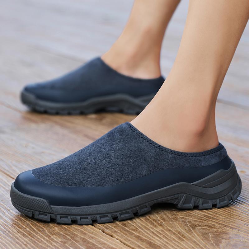Men Casual Shoes Slip On Shoes Lightweight Loafers Men Sandals Breathable Half Slippers Leather Shoes Mules Zapatos Hombre