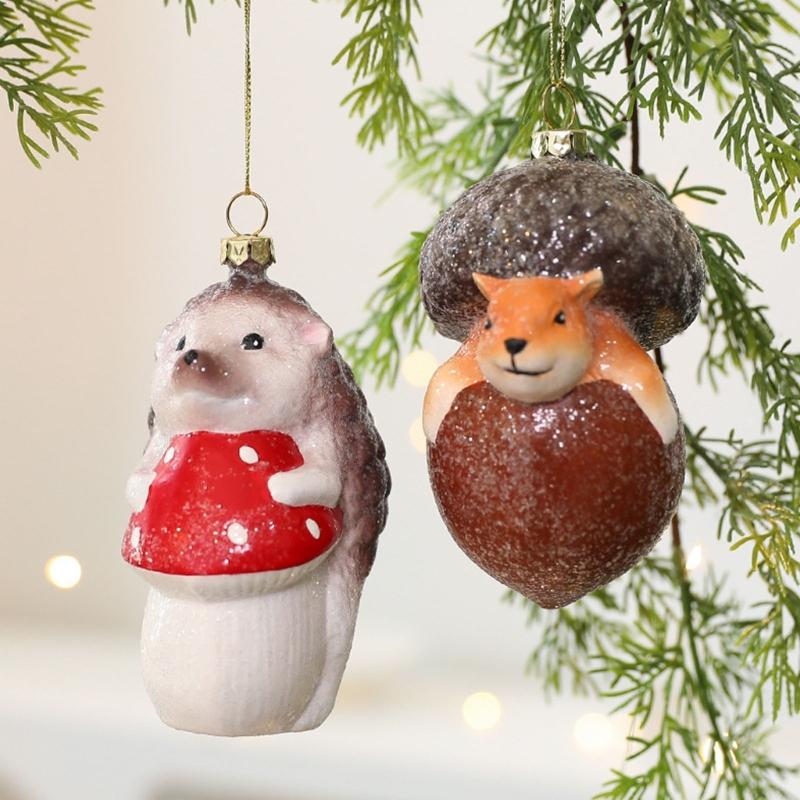Unique Animal Designs Christmas Ball Decoration Plastic Foxes/Hedgehog Ornament Family Festival Supplies
