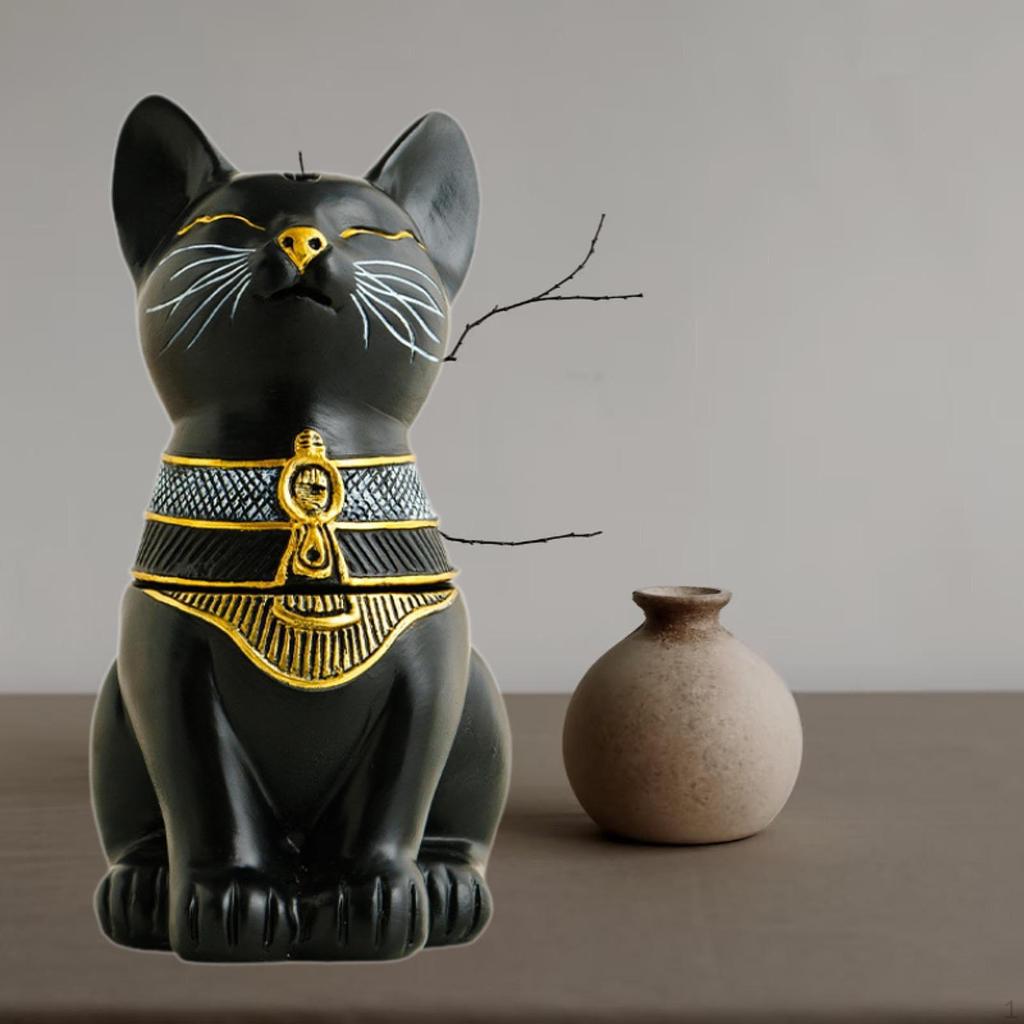 Cat Incense Burner Resin Holder for Farmhouse Meditation Living Room Black