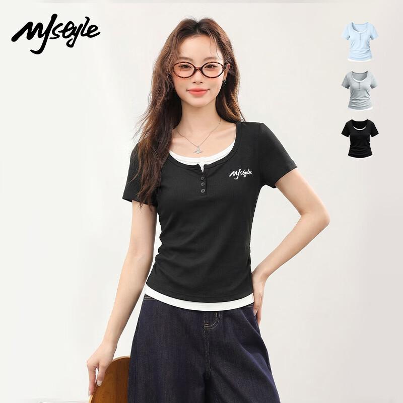 Женская футболка MJ STYLE с коротким рукавом, имитирующая двойку S