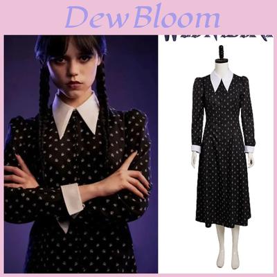 Rodzina Addamsów Środa Kostium Cosplay Czarna Sukienka Impreza Halloweenowa