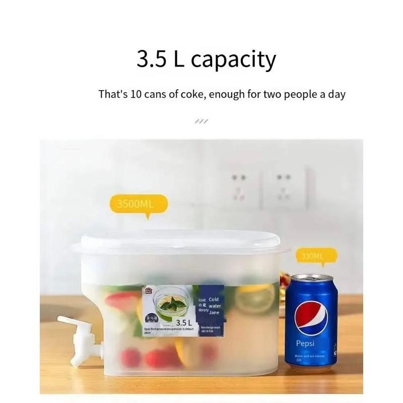 Household Beverage Barrel Large Capacity Cold Water Pitcher Refrigerator Cold Kettle with Water Faucet Fruitbucket Cold Brewpot