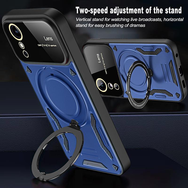 Magnetic Stand Military Grade Cases For OPPO A2 A5 A5X A17 A54 A57 A58 A77 A78 A79 A98 Shockproof Lens Protection Armor Case