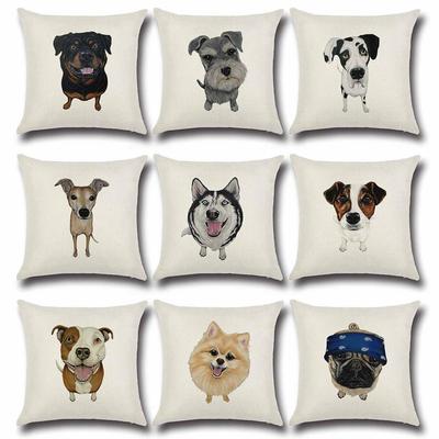 Dog Printed Cushion Cover Cotton Linen Cute Cartoon Dog Pillow Case Car Sofa Decorative Pillowcase Cover Funda De Almohada ZT81