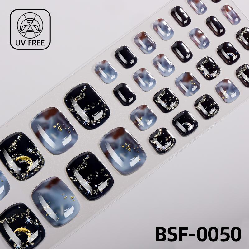Popular Style New 3D Waterproof Nail Sticker Plastic UV Free Nail Wraps Toe Wraps