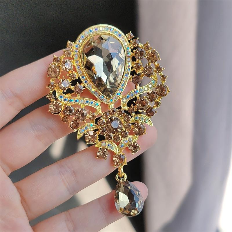 1PC Women's Fashion Charm Full Zircon Crystal Drop Brooch Suitable for Outdoor Dating, Banquet, Party, Festival Gift-8280