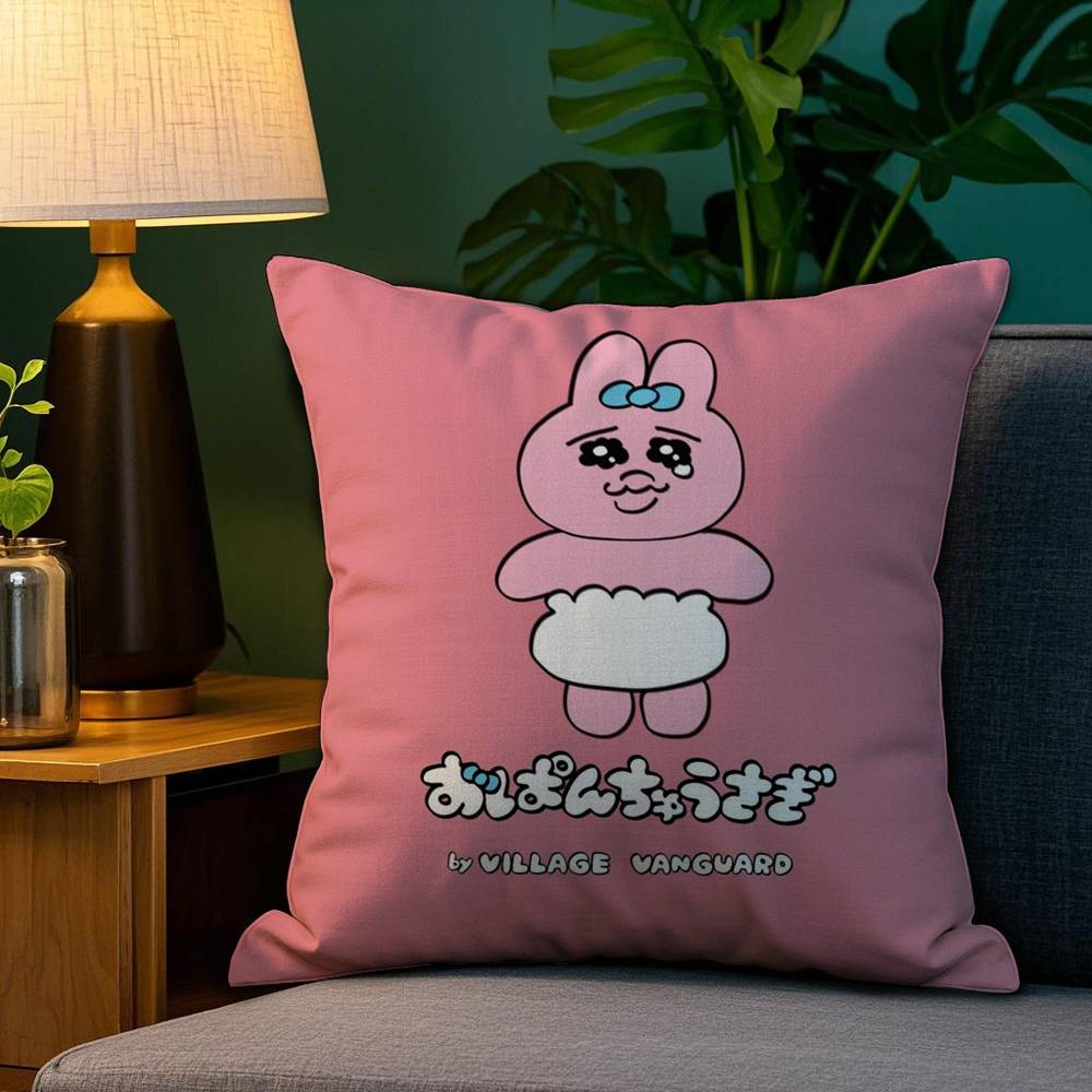 Kawaii O-Opanchu Usag Pillow Case Plush Fabric Soft Double Sided Print Sofa Cushion Cover Throw Pillow Covers