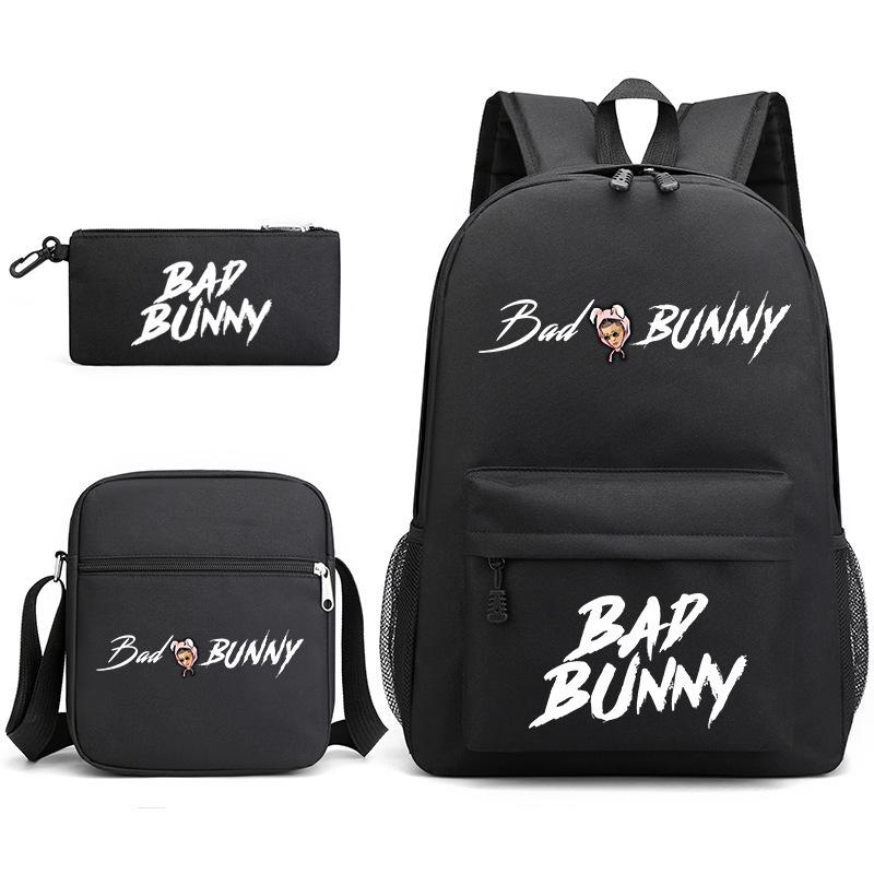 Large Capacity Schoolbag with Shoulder Strap; Student Three-piece Pencil Case Set