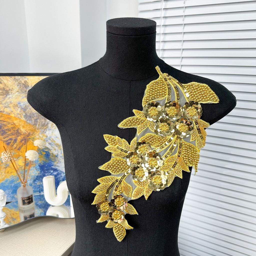 Mesh Sequin Embroidery Diy Applique Wedding Dress Dress Clothing Accessories Decorative Flower Cloth Sticker