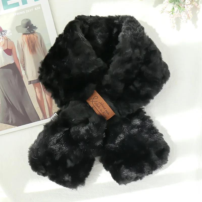 Vinterhaklapp Koreanskt mode Enfärgad plyschhalsduk Tjock Varm lammullshaklapp för kvinnor