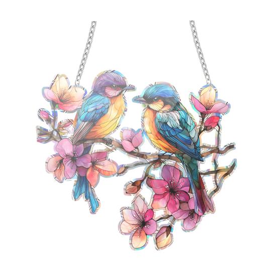 Stained Glass Style Window Hanging, Colorful Sun Catchers for Wall Windows, Acrylic Hanging Suncatcher Decor with Chain for Women Wife Aunt A