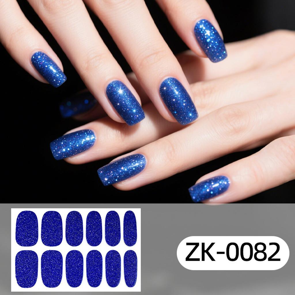 Glitter Gradient 12Tips Nail Stickers Multi Color Self Adhesive Slider No Need UV Lamp Cured Press Color Nail Decal