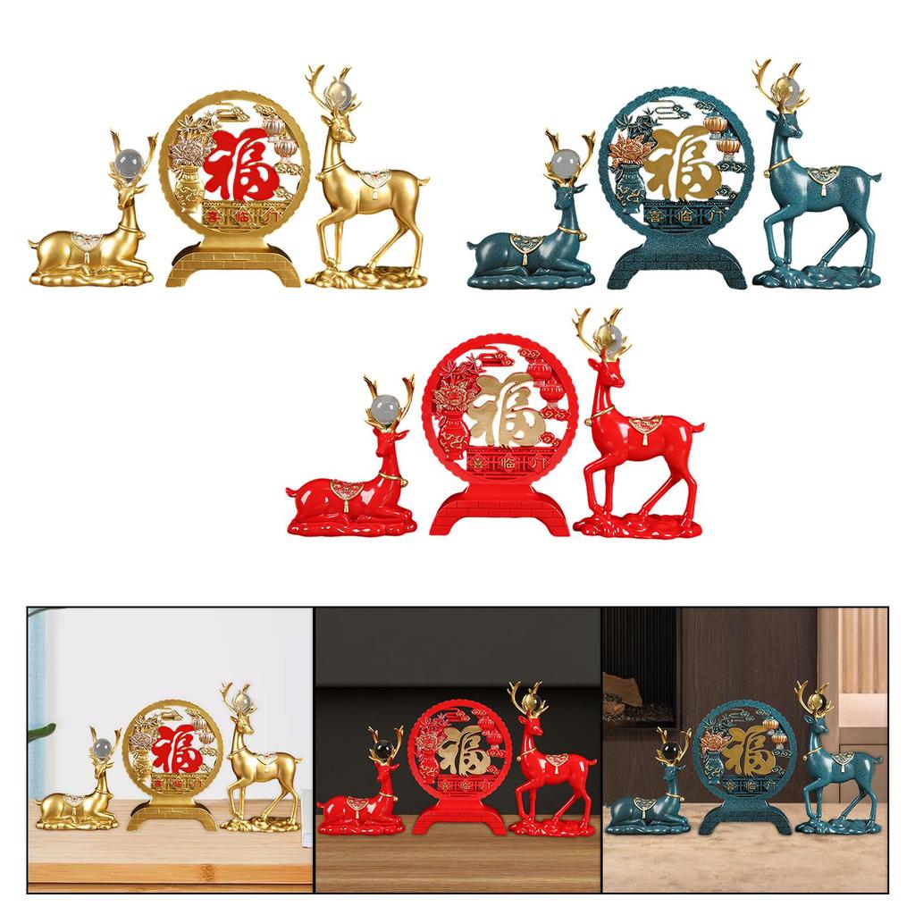 Deer Statues Reindeer Figurines Cabinet Desktop Centerpiece Animal Figure Elk Sculpture for