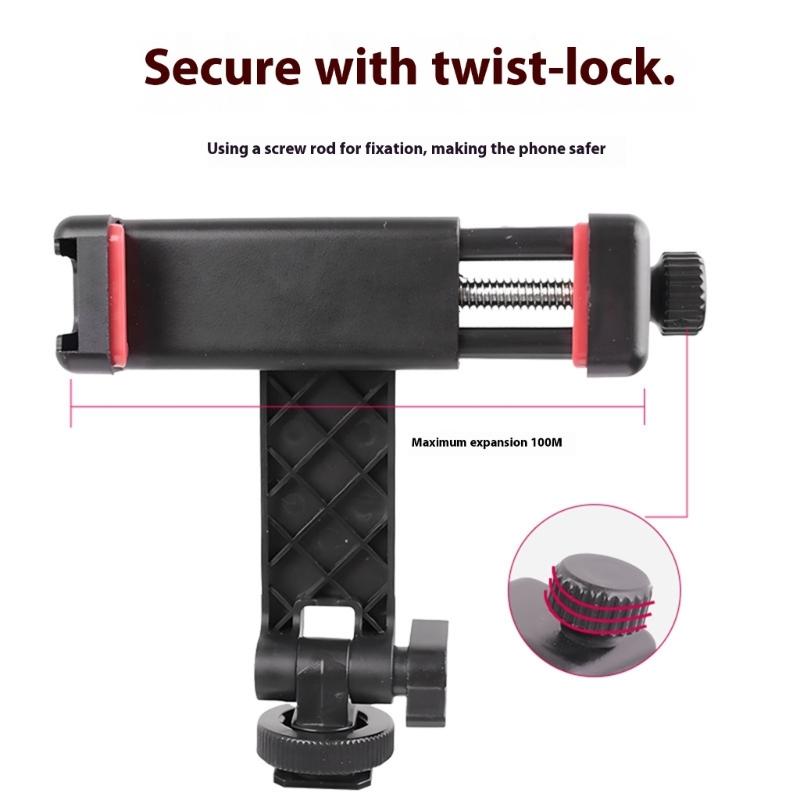 General Smartphone Holder For DSLR Cameras Secure Clamp Design 360 Swivels Cold Shoe Mount