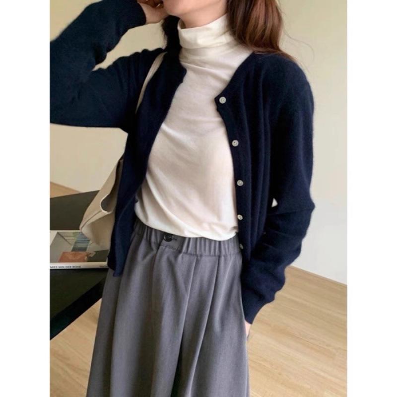 Cashmere Sweater Cardigan Women Single Breasted Long Sleeve Elegant Vintage Jumper Solid Wool Knitted Autumn Winter Outwear
