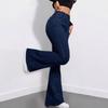 High Waist Flared Jeans Women Slim Fit Wide Leg Denim Pants Casual Style