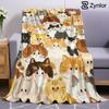 Herbstkatze Illustration Ultra Weiche Sherpa Fleece Decke Flauschig Warm Halloween Gemütliche Überwurfdecke für Sofa Couch Schlafzimmer Geschenk Ganzjahres