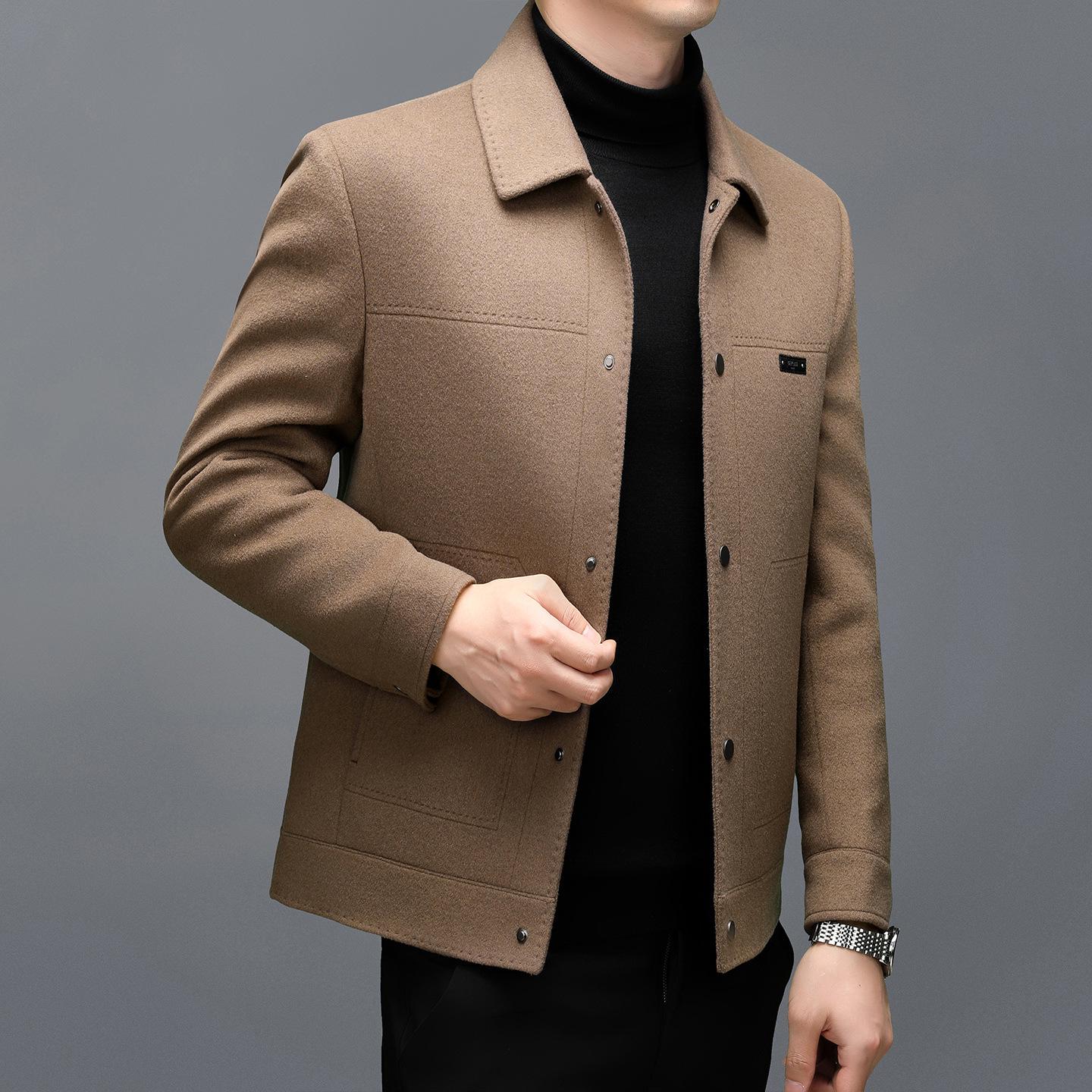 

Шерстяное пальто для среднего и пожилого возраста со съемной пуховой подкладкой - Осенне-зимняя двусторонняя куртка с лацканами 180 верблюд