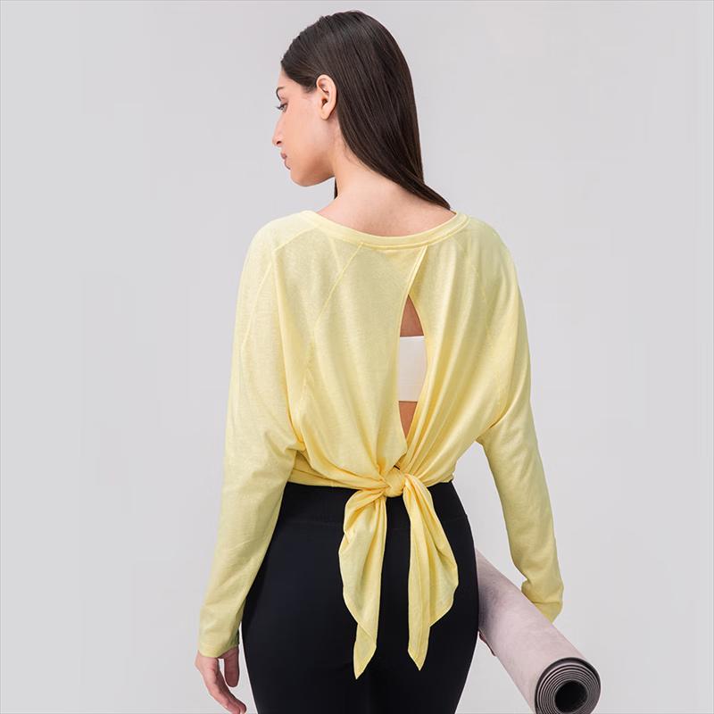 Women s Loose-Fit Yoga Long-Sleeve Tie-Back Top M