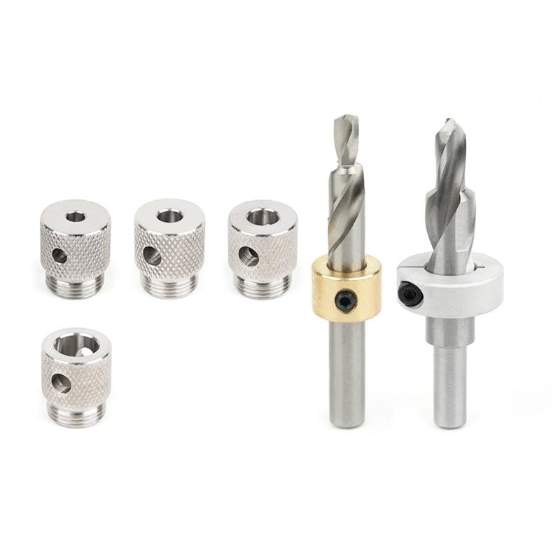 4 Piece Step Drill Sleeve Kit for Aluminum Extrusions M20 Threaded 6mm 8mm 10mm 14mm Holes 7mm Quick Release Design