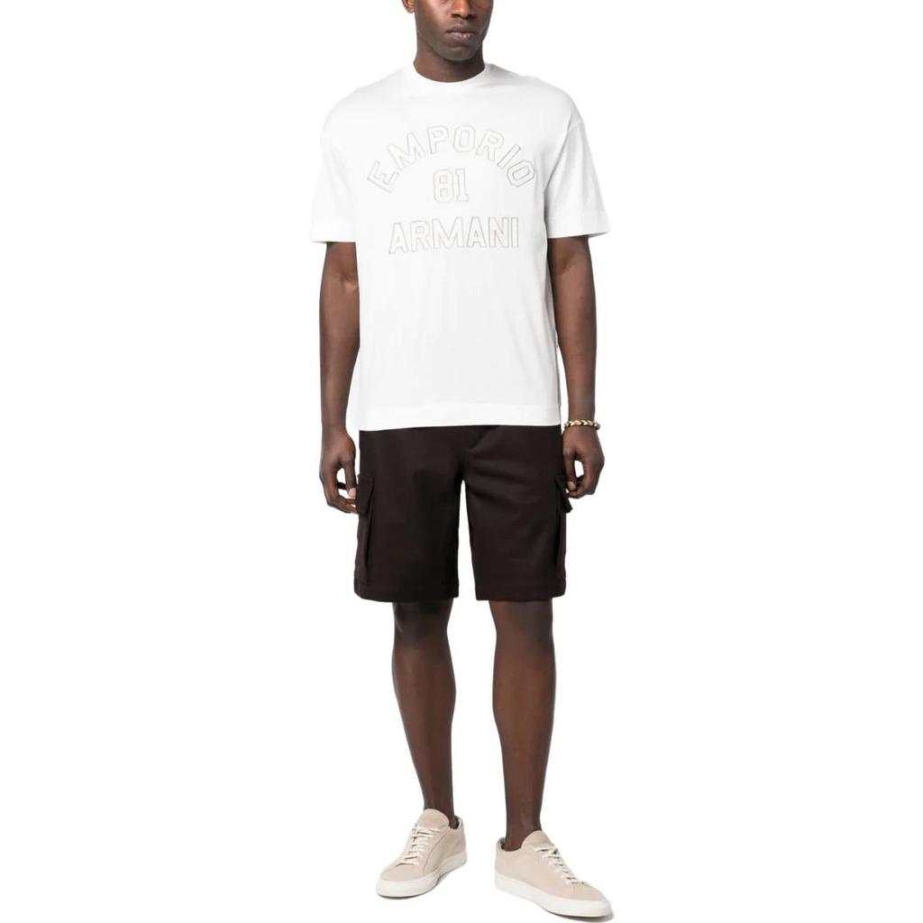 Emporio Armani Ss23 Letter Logo Printed Crew Neck Short Sleeve T-Shirt Men Tops White 3R1TV9-1JUVZ-0101