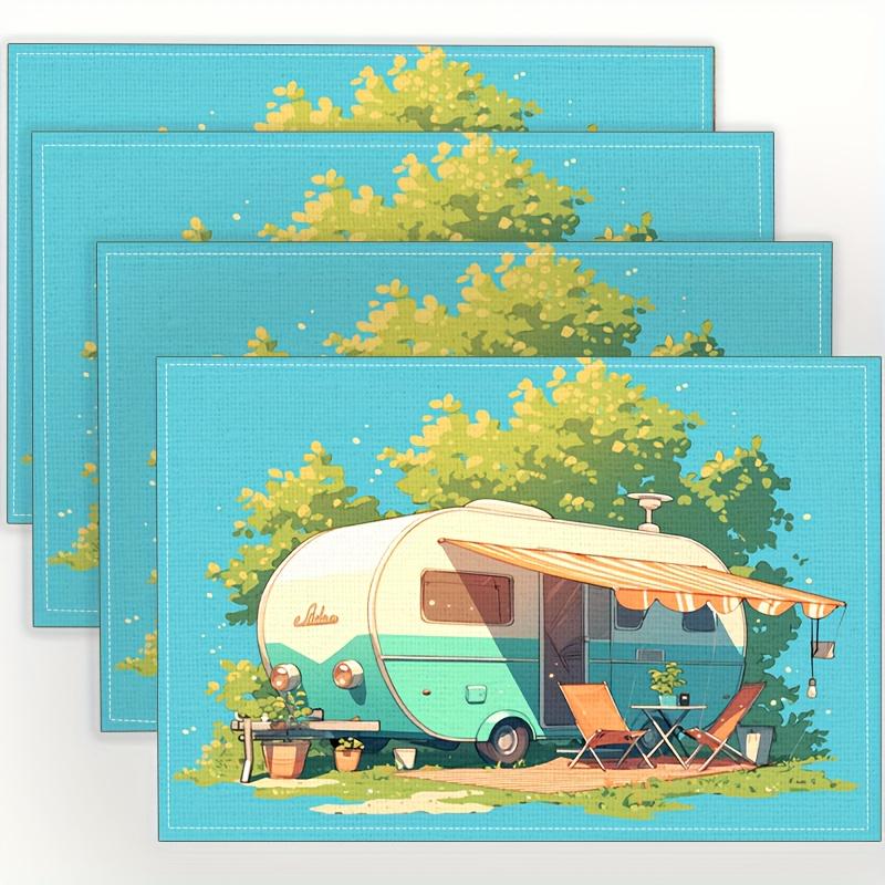 

4pcs Camping & Picnic Placemats – Linen Style, Washable Rectangular Mats, Ideal for Dining and Party Decor 30x45cm-4PC