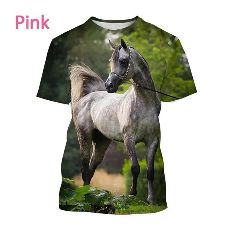 Men's Street Hip-hop Harajuku Style Trendy Short-sleeved Horse 3d Printed T-shirt Cool T-shirt