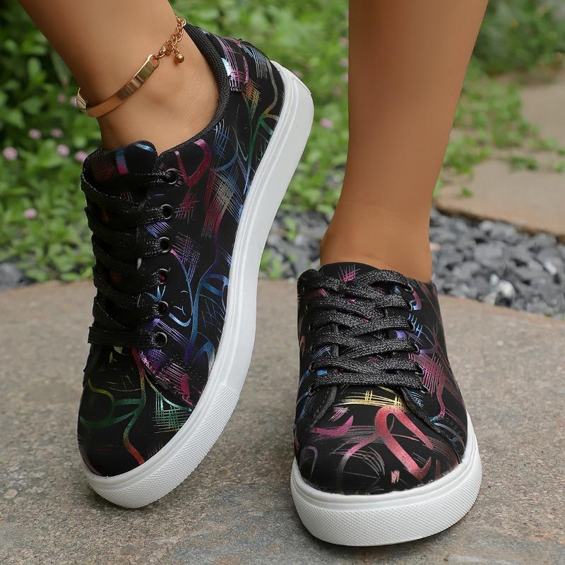 Flat Sports Shoes with Lace-up Thick-soled Casual Single Shoes for Women