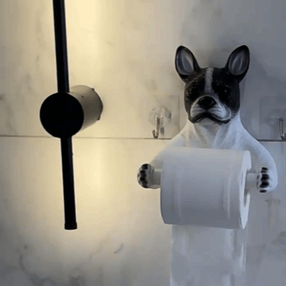 Cute Dog Toilet Paper Holder Dispenser Decorative Dog Toilet Roll Holder Space Saving 3D Dog Shape Wall Mounted Roll Rack RV