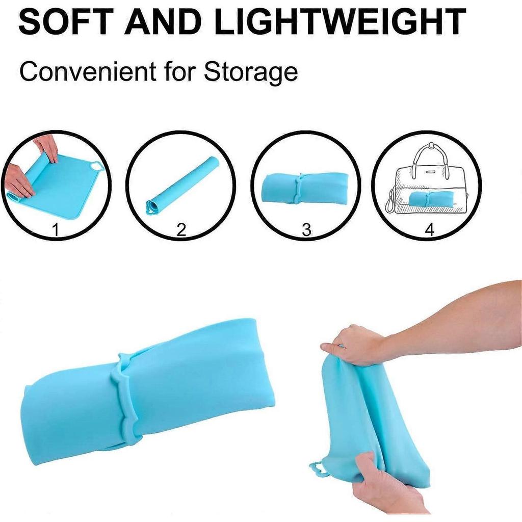Kids Silicone Placemats, Dishwasher Safe Desk Mat, Toddler Portable Food Mat Travel Set of 2 (Grey