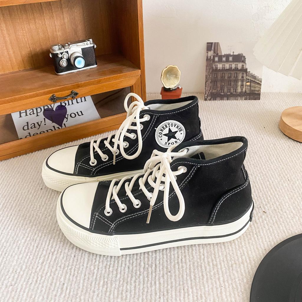 GD07 Perennial Popular Mango Head Thick-soled High-top Canvas Shoes Women's Summer Thin Niche Board Shoes Little White Shoes