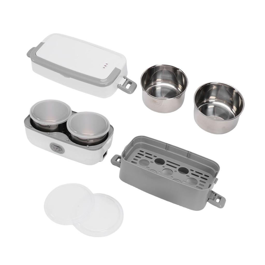 Electric Lunch Box Stainless Steel Double Layer Fast Heating Food Box Portable Lunch Warmer for Home Car School Work