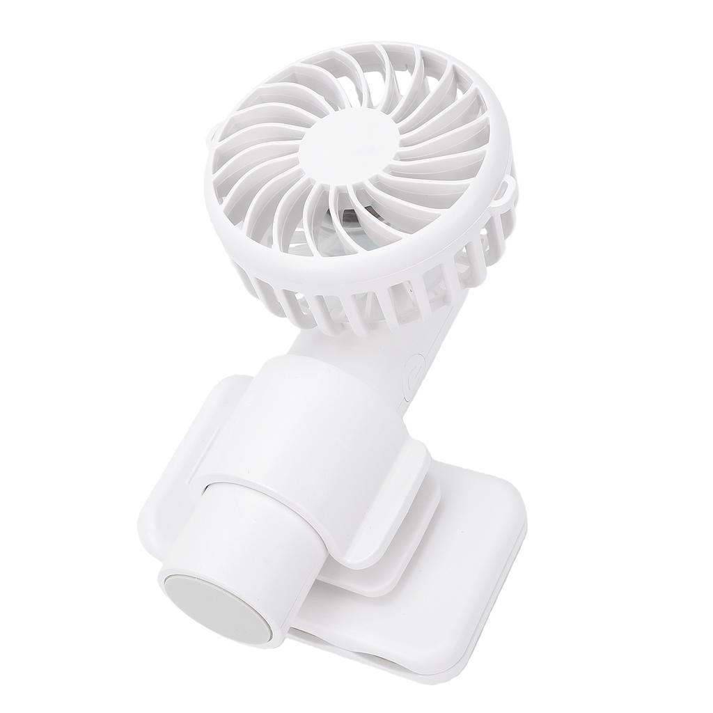 Portable Fan White Multifunctional USB Rechargeable Handheld Clamp On Fan for Desk Umbrella