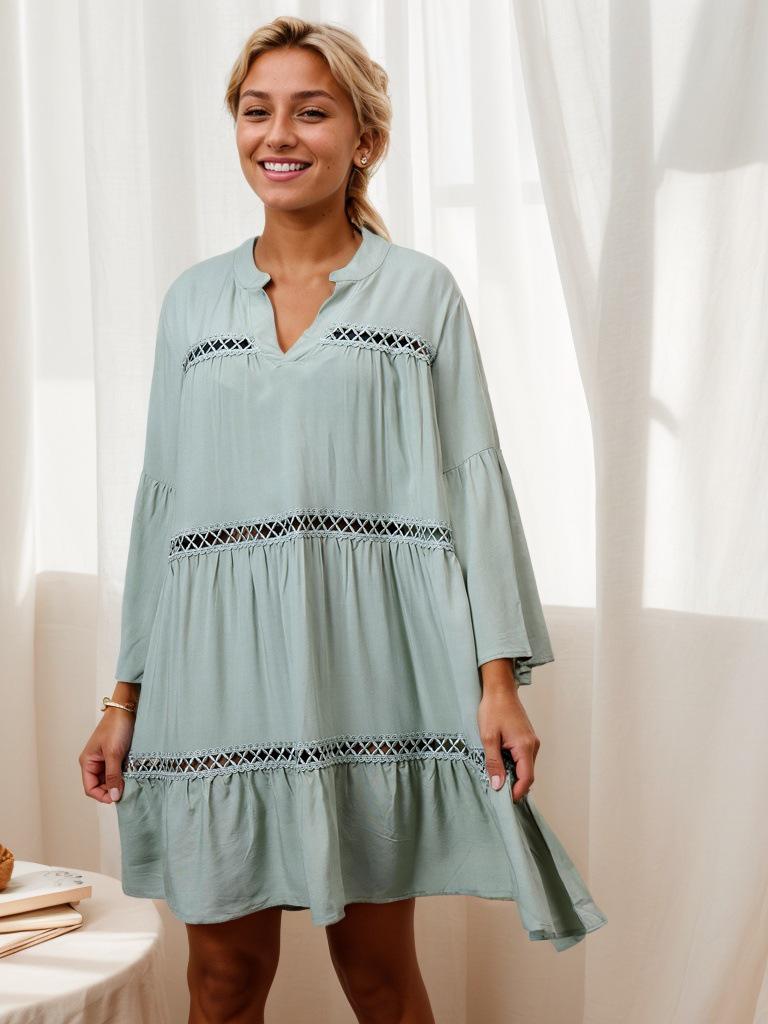 

Женское пляжное платье большого размера из вискозы с кружевной накидкой One Size