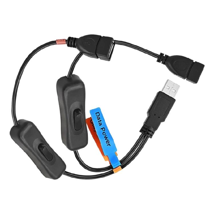 

30cm USB Y Splitter Power Cable Extension Wire Line With Separate Switches For Charging Data Transfer Compatibility 1