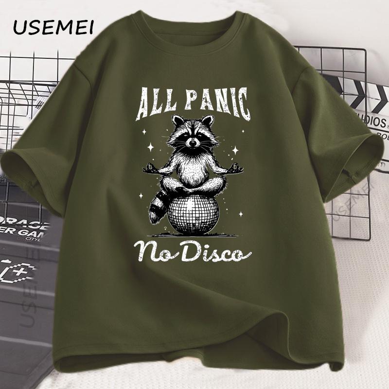 

Ретро Смешной Енот Вся Паника Никакой Дискотеки Футболка 90-х Винтажная Футболка Футболка с Коротким Рукавом Летняя Одежда Оверсайз Топы Харадзюку 4XL