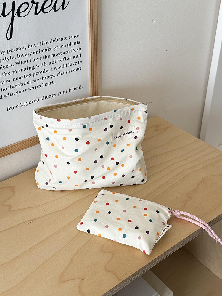 Borsa Trucco & Skincare Stile Coreano Cuore di Pesca - Pochette Quadrata Portatile per Monete & Oggetti Vari