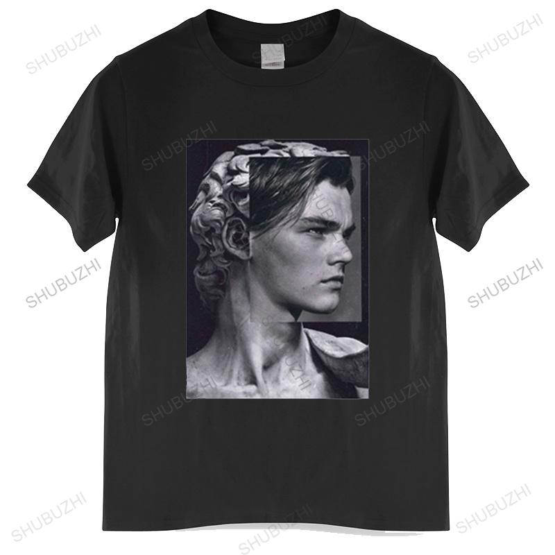 Men's Harajuku Stone Statue David T-Shirt Movie Jack Dawson Leonardo DiCaprio Patchwork Print Tops Casual Streetwear T Shirt Men