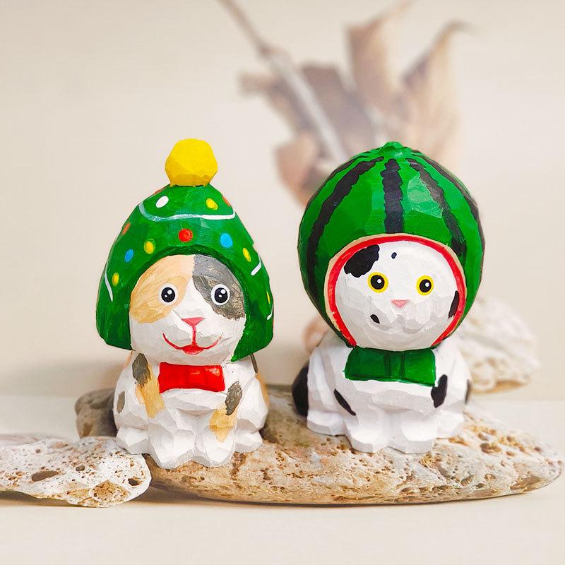 Moderne Kunst Holzkatzen-Skulptur DIY-Geschenk für Feiern und Wanddekoration
