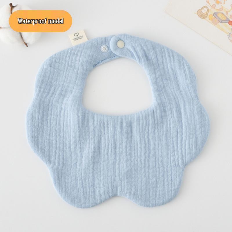 Korean-Style Solid Color Gauze Baby Petal Bib, Soft 7-Layer Waterproof, All Cotton, Class A