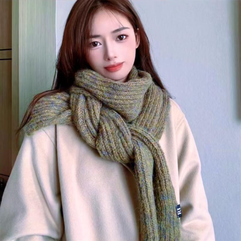 New Style Wool Knitted Scarf for Women Winter New Ins Korean Fashion Versatile Warm Scarf Skin Friendly and Soft