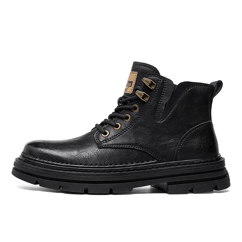 

22 autumn and winter new trendy Martin shoes, European and American style shoes, wear-resistant high-top casual shoes 39 чёрный