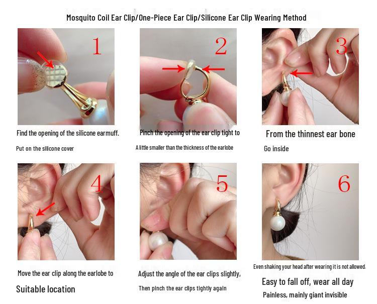 Tea Flower Mosquito Coil Holder Earrings, No-Pierce, Painless French Style for Women
