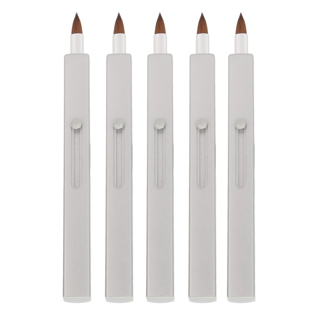 5Pcs Lip Brush Retractable Portable Multipurpose Single Ended Nylon Lip Makeup Brush Grey Shell