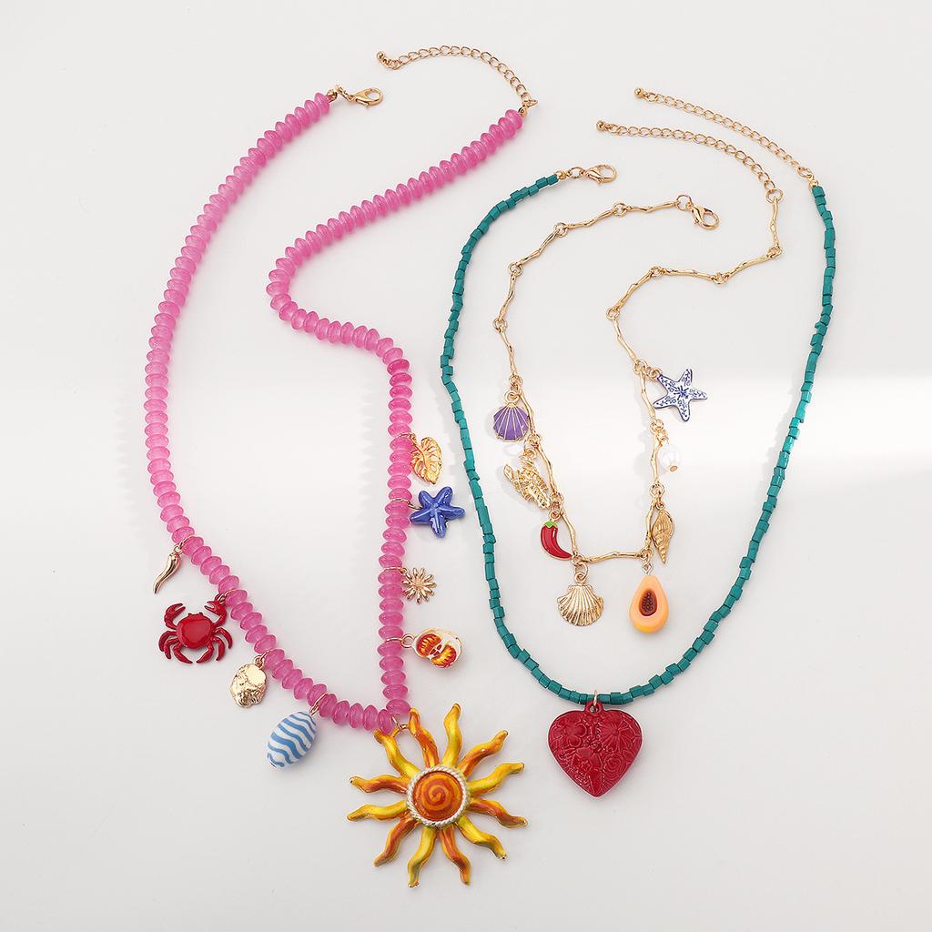 Bohemian Style Ocean Series Rice Bead Necklace For Women Personalized Summer Beach Style Necklace