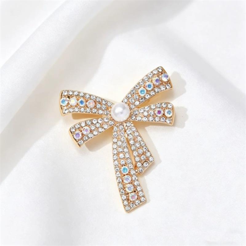 Chic Bowknot Brooch for Men Women Fashion Rhinestone Bow Brooches Pins Jewelry Accessories Party Gifts