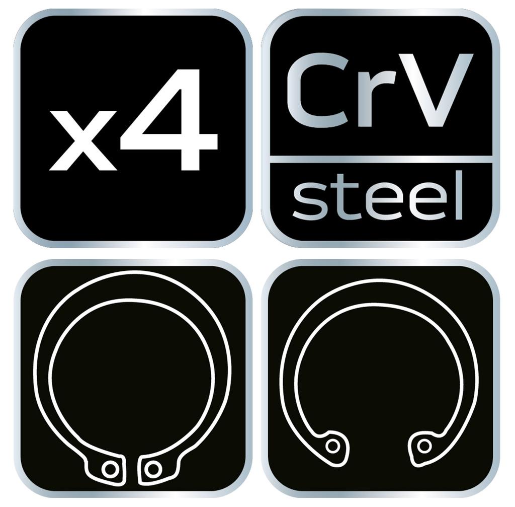 Circlip pliers, set of 4